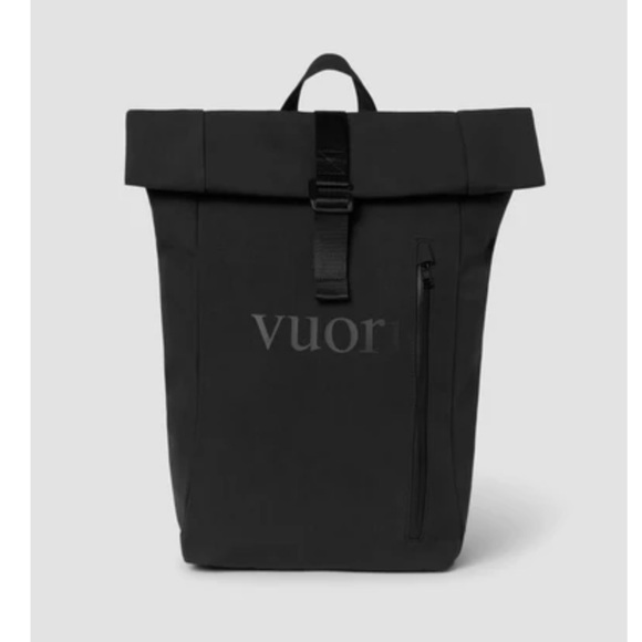 Vuori Backpack Black NWT Open Compartment Roll Top Closure Lpatop Sleeve